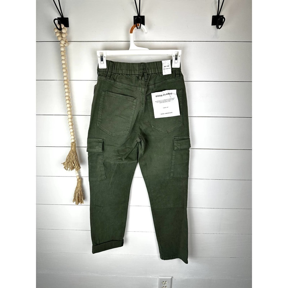 NWT Good American Army High Rise Straight Cuffed Jeans Fern - Picture 6 of 9